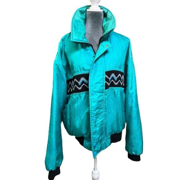 Comfy Casuals Jackets & Blazers - Vintage Jacket 1980’s Neon Teal Ladies Southwest Design L-XL See Measurement USA